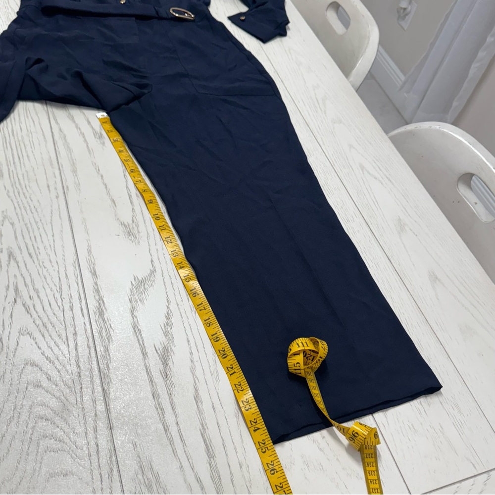 Ann Taylor Navy Jumpsuit with Belted Waist - Picture 7 of 9
